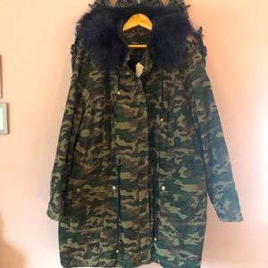 Camo Parka With Faux Fur Lined Hood